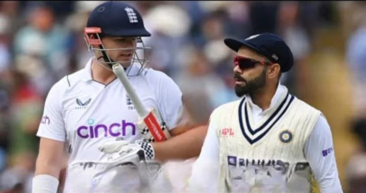 Alex Lees and Virat Kohli