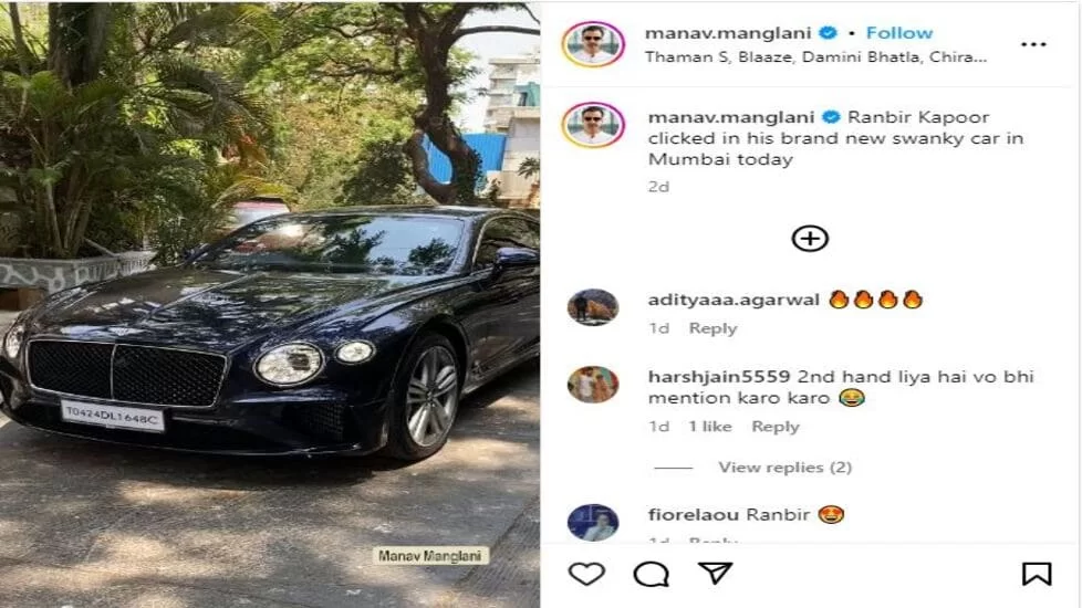 Ranbir Kapoor Bentley Continental GT
